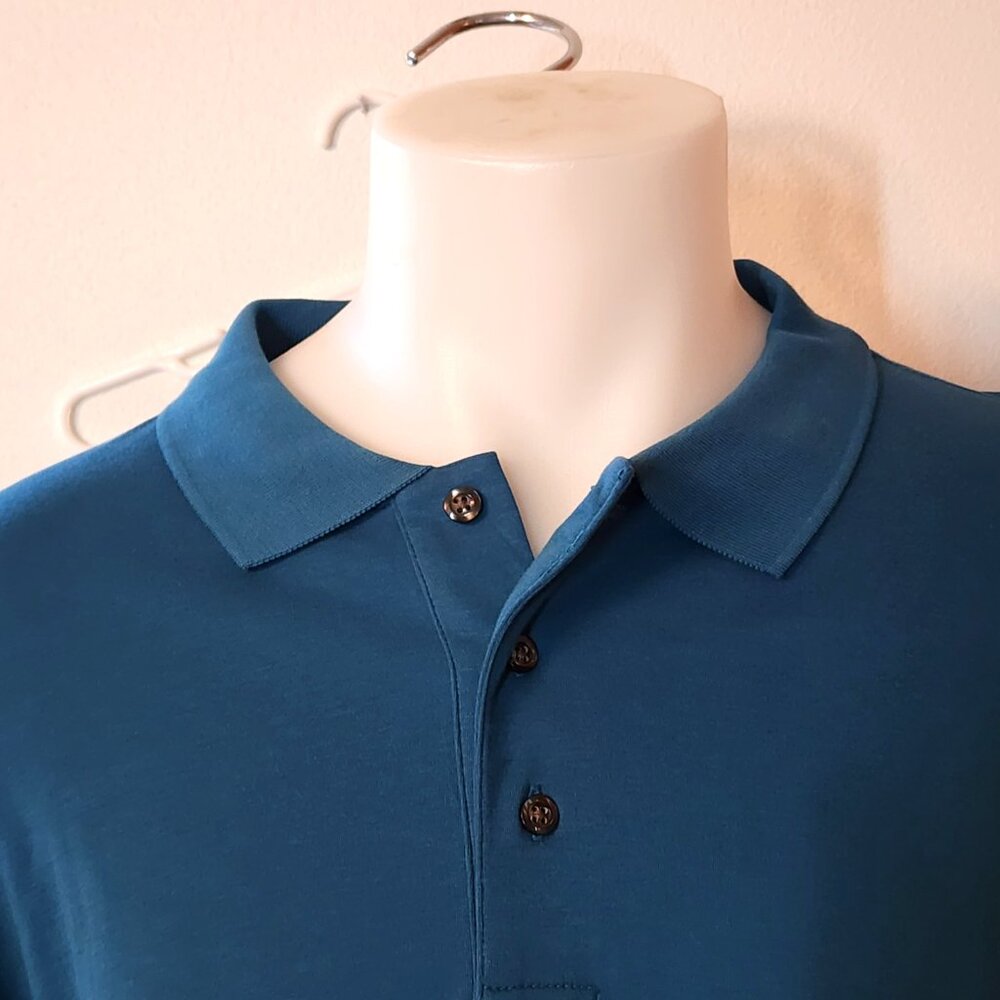Kenneth Roberts Men's XL Teal Polo Shirt Long Sleeves Pullover NWT #569